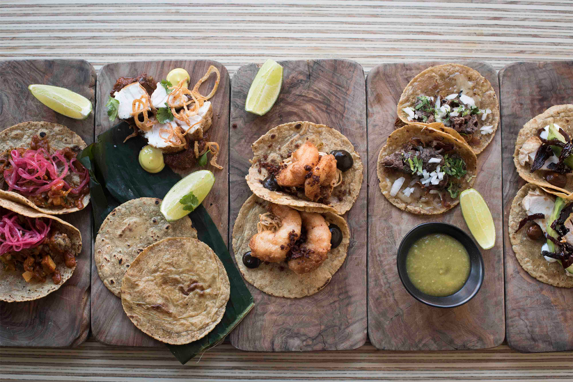 Photo of a selection of soft tacos